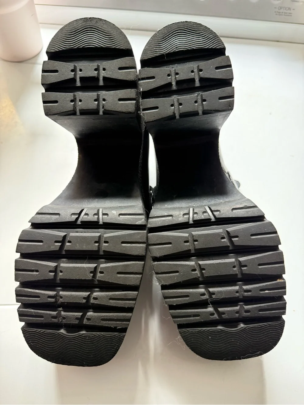 Jeffrey Campbell Black Platform Loafers with Silver Buckle